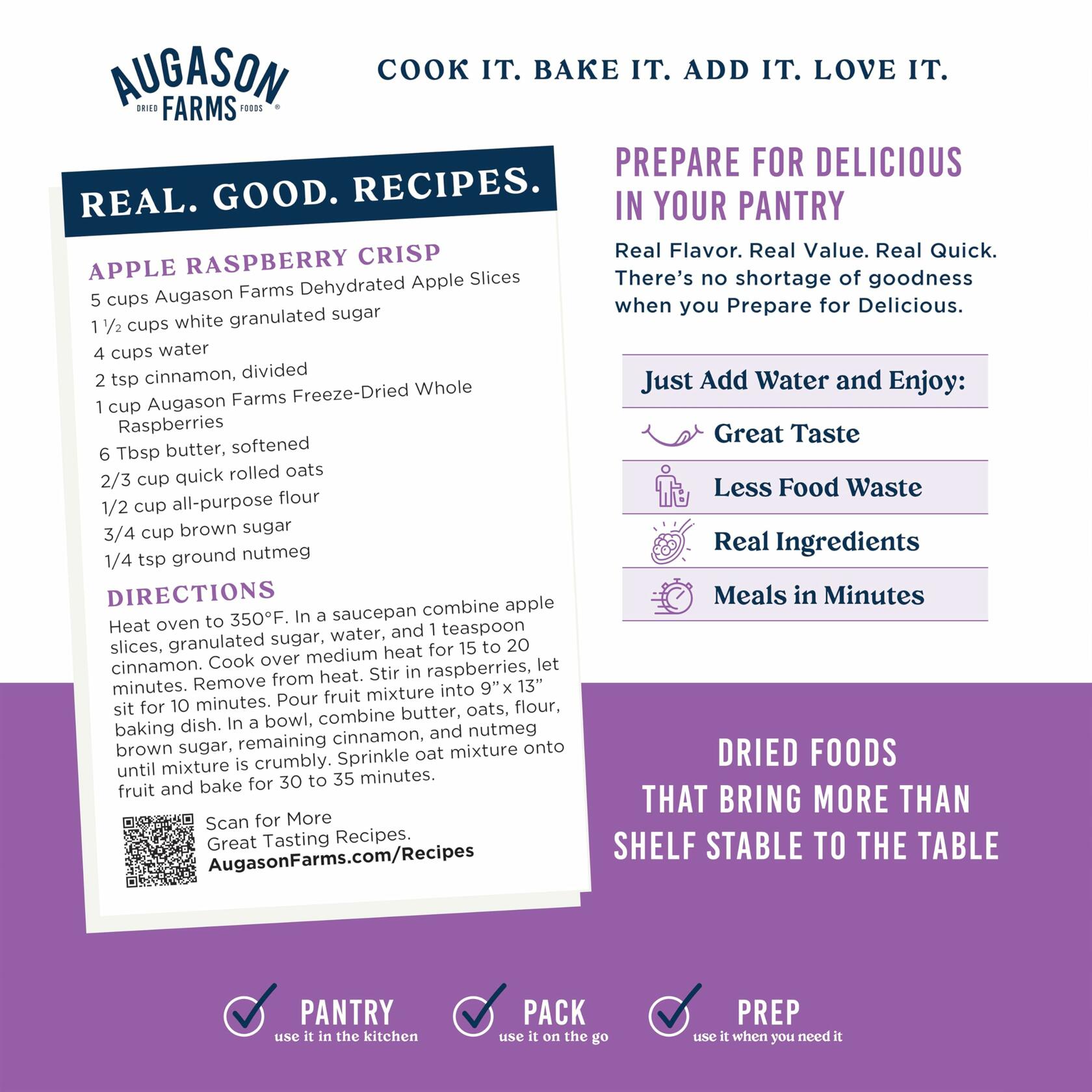 Augason Farms Dehydrated Apple Slices, Emergency Food Supply, 12 oz (20 Servings)