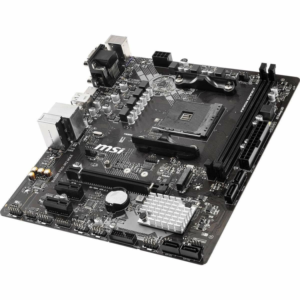 MSI ProSeries B450M Pro-M2 Max AMD Motherboard Ryzen 1st/2nd Gen AM4, DDR4