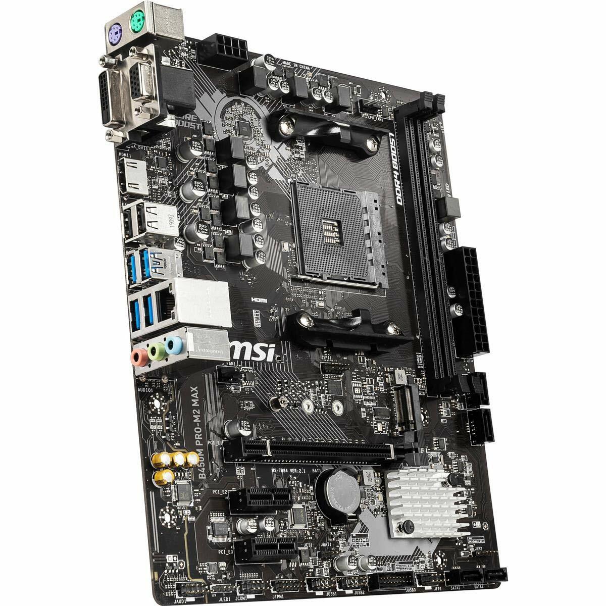 MSI ProSeries B450M Pro-M2 Max AMD Motherboard Ryzen 1st/2nd Gen AM4, DDR4