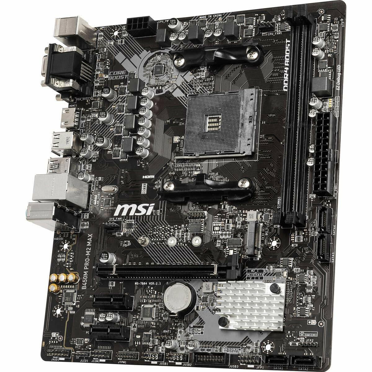 MSI ProSeries B450M Pro-M2 Max AMD Motherboard Ryzen 1st/2nd Gen AM4, DDR4
