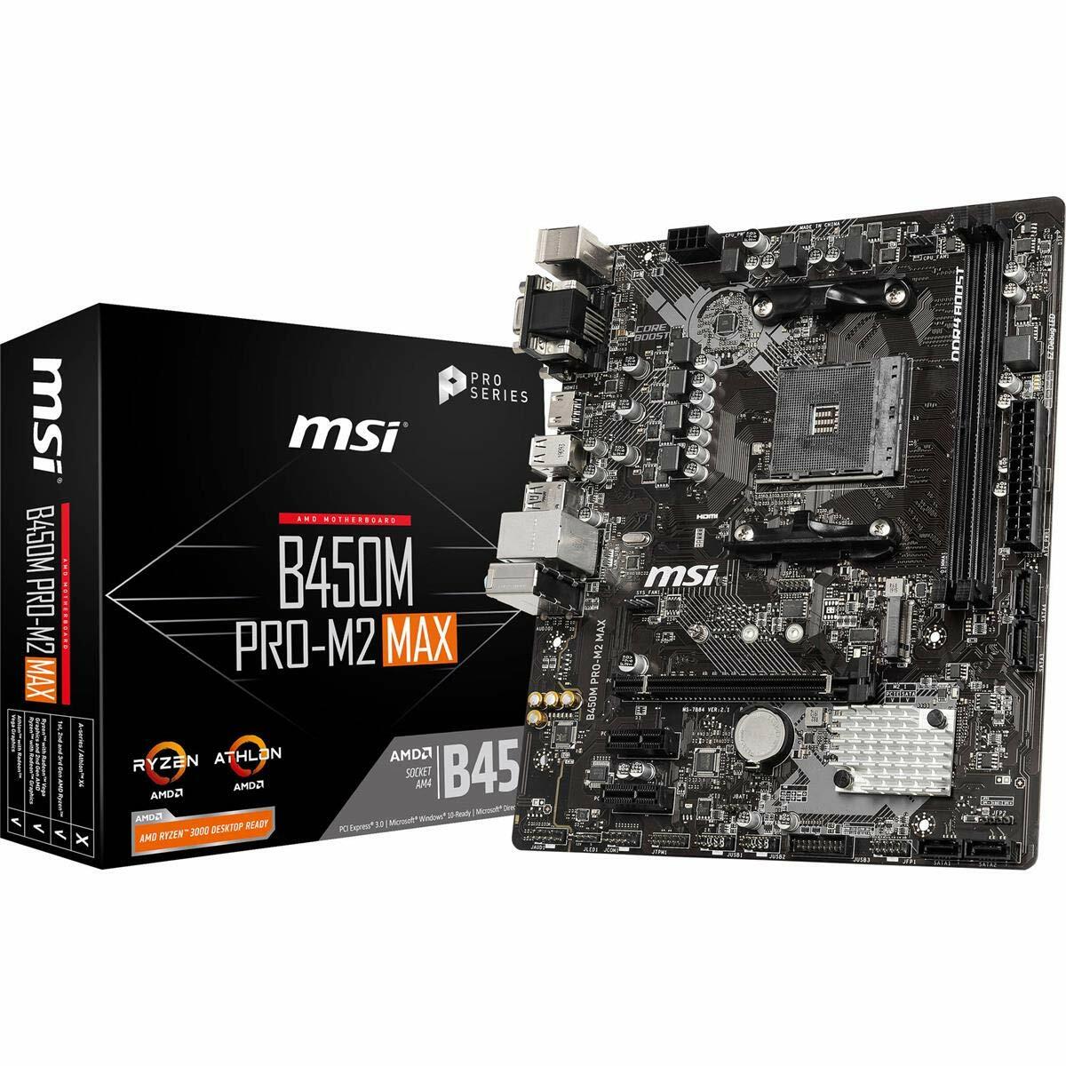 MSI ProSeries B450M Pro-M2 Max AMD Motherboard Ryzen 1st/2nd Gen AM4, DDR4