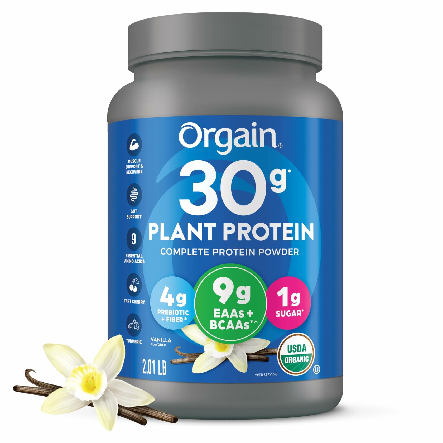 Orgain Complete Plant Protein Powder, Vanilla, 2.01 lb (16 Servings)