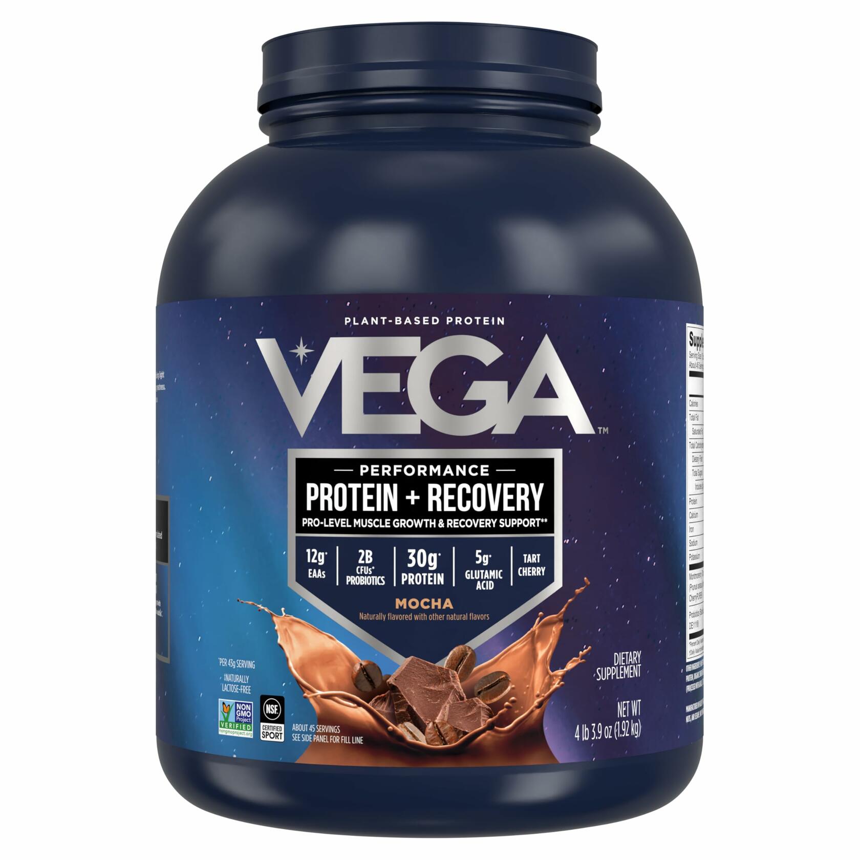 Vega Sport Plant-Based Protein Powder, Mocha, 4 lb 3.9 oz *Damaged Lid*