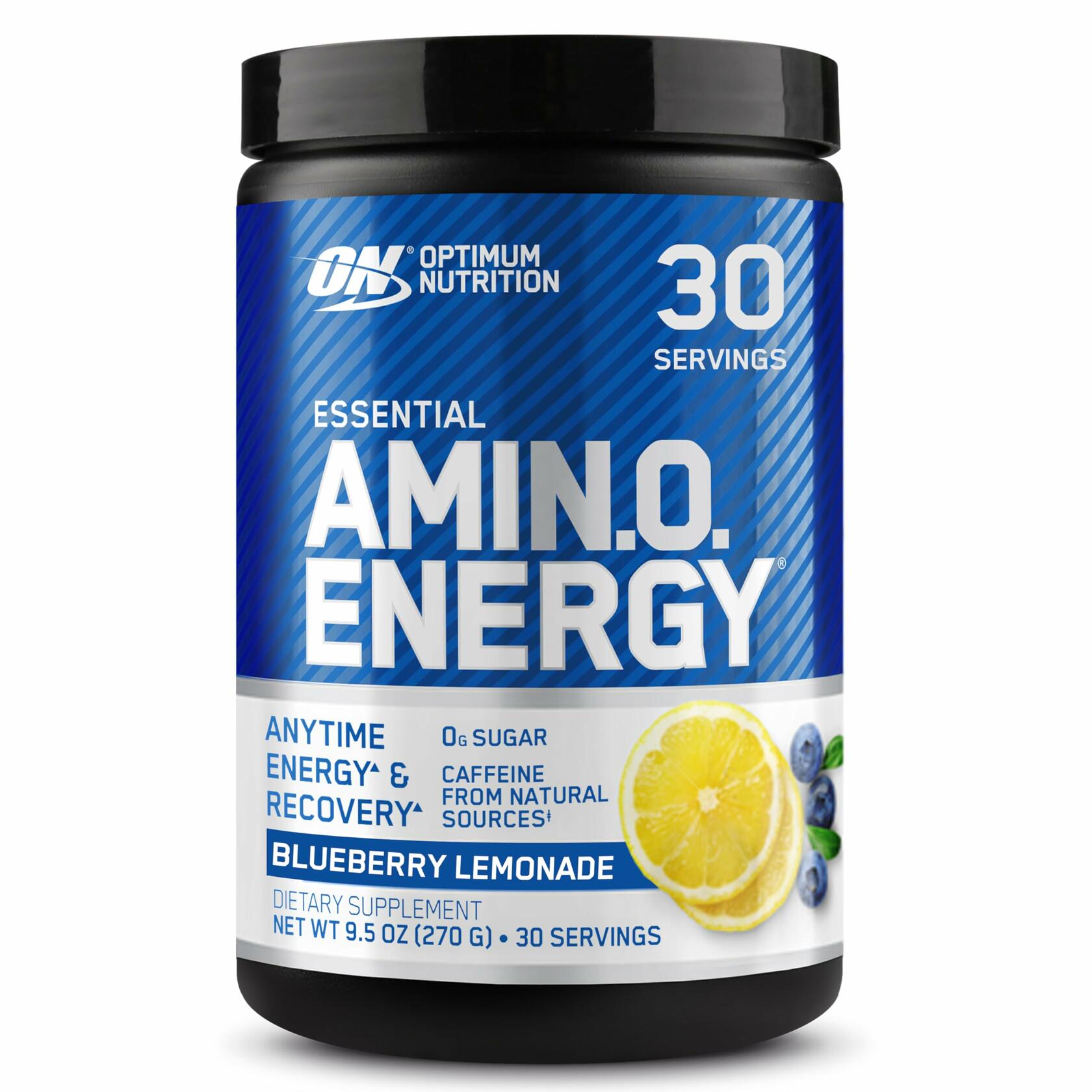 Optimum Nutrition AmiN.O. Energy Pre-Workout Powder, Blueberry Lemonade, 9.5oz (30 Servings)