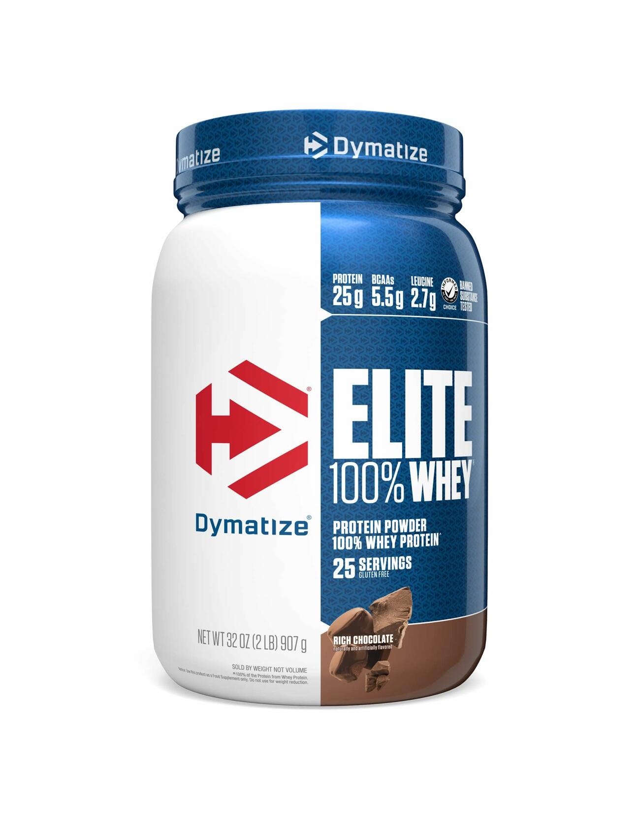 Dymatize Elite 100% Whey Protein Powder, Rich Chocolate, 2 lbs