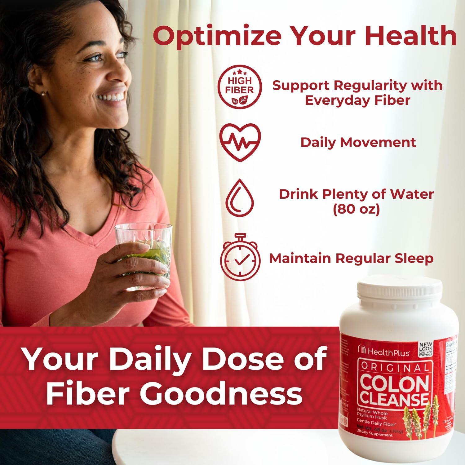 Health Plus Original Colon Cleanse Psyllium Husk Powder, 48oz (194 Servings)