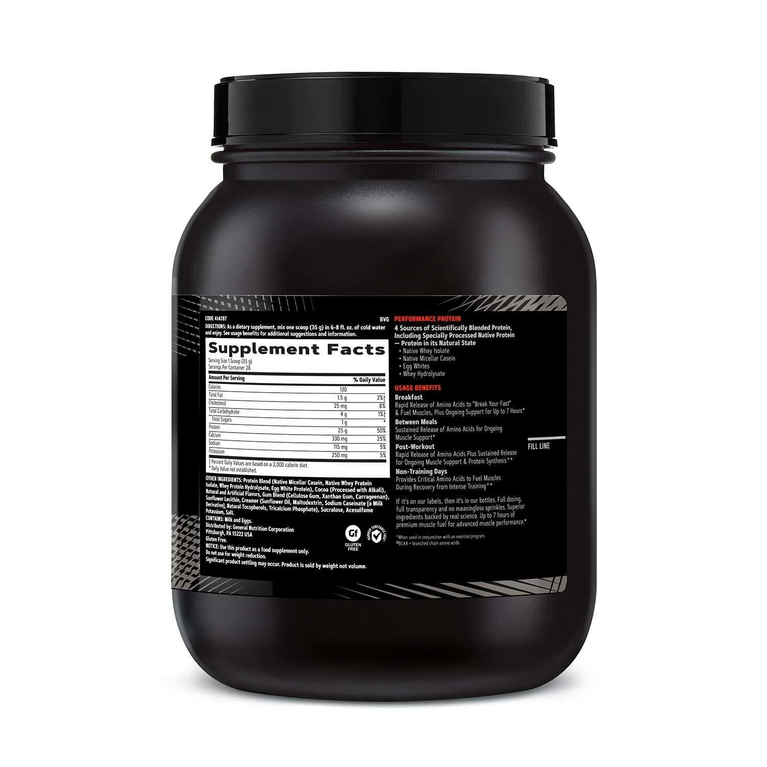 GNC AMP Sustained Protein Blend Powder, Chocolate Milkshake, 2.16lb