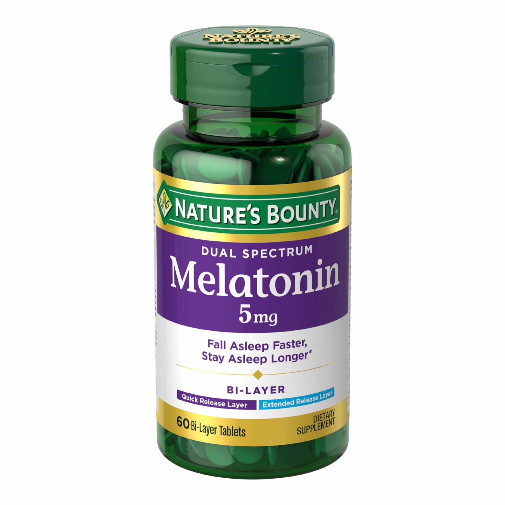 Nature's Bounty Dual Spectrum Melatonin 5mg, 60 Bi-Layer Tablets