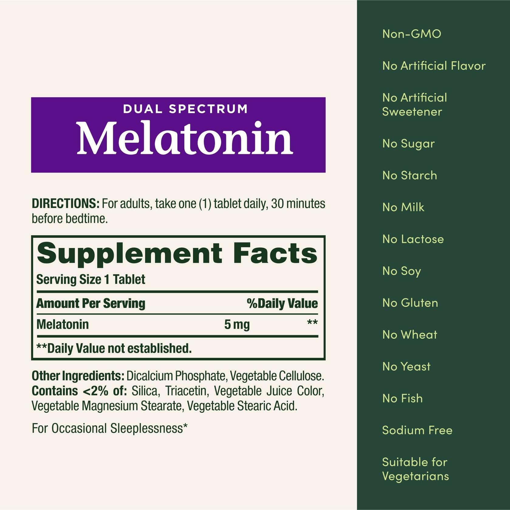 Nature's Bounty Dual Spectrum Melatonin 5mg, 60 Bi-Layer Tablets
