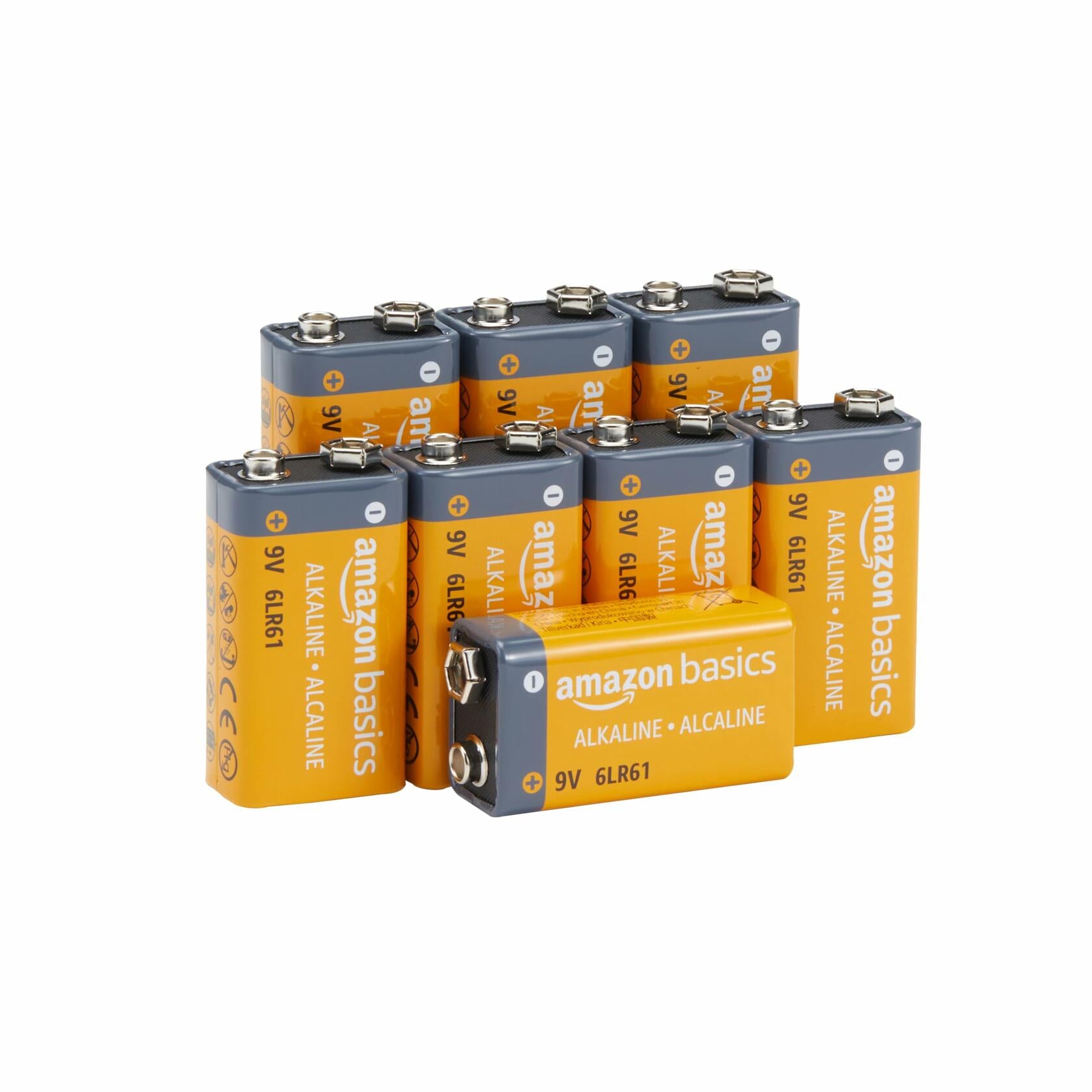 Amazon Basics Alkaline Batteries, 9 Volt - 8 Batteries *Open Box*