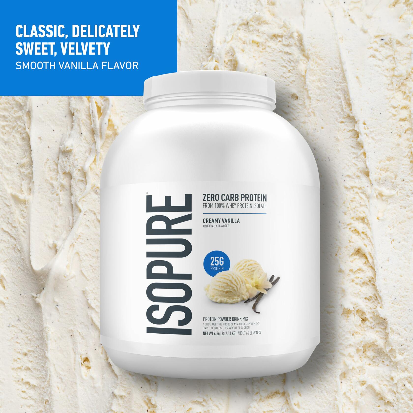 Isopure Zero Carb 100% Whey Isolate Protein Powder, Creamy Vanilla, 4.5lb (66 Servings) *Damaged*