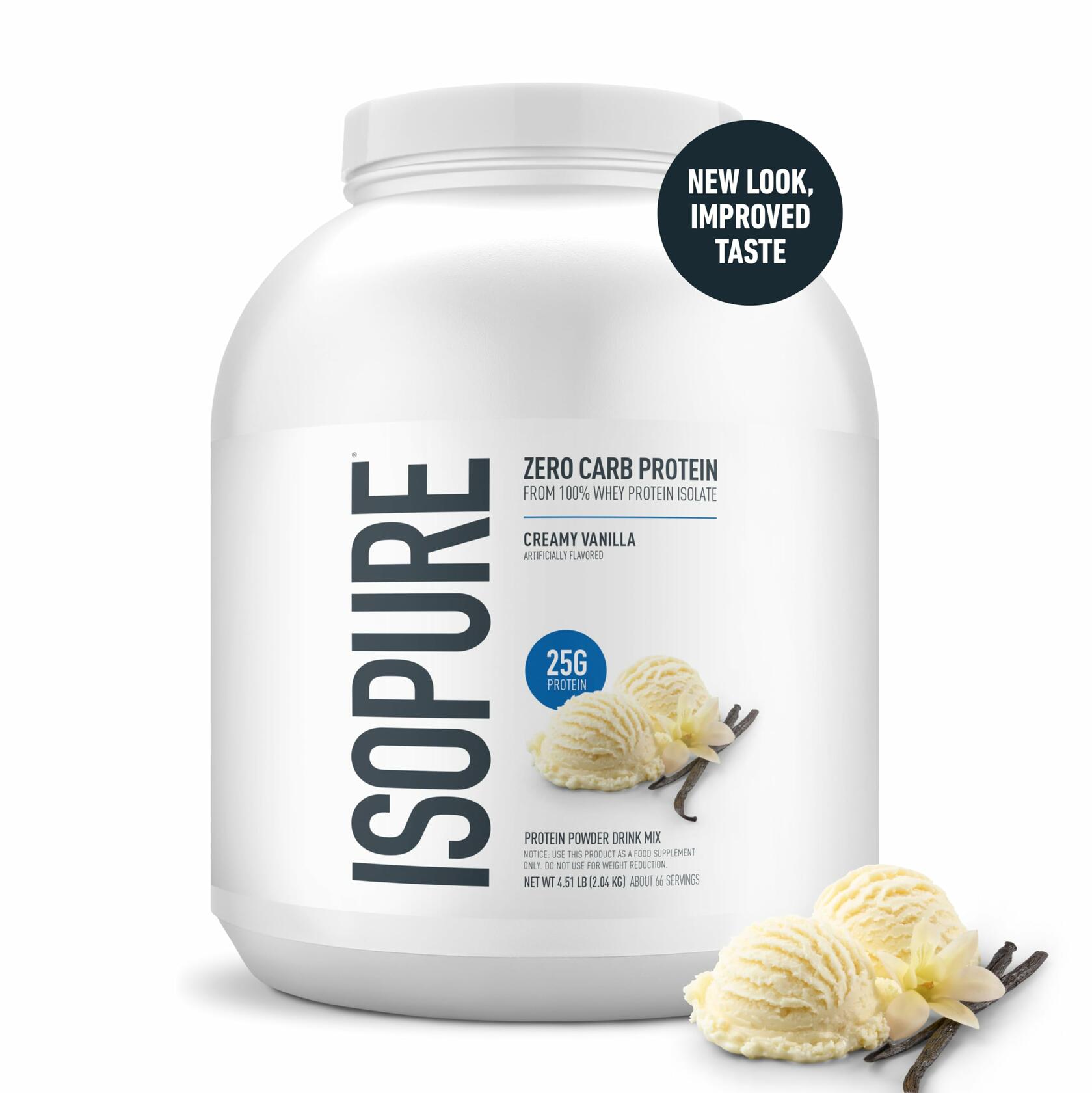 Isopure Zero Carb 100% Whey Isolate Protein Powder, Creamy Vanilla, 4.5lb (66 Servings) *Damaged*