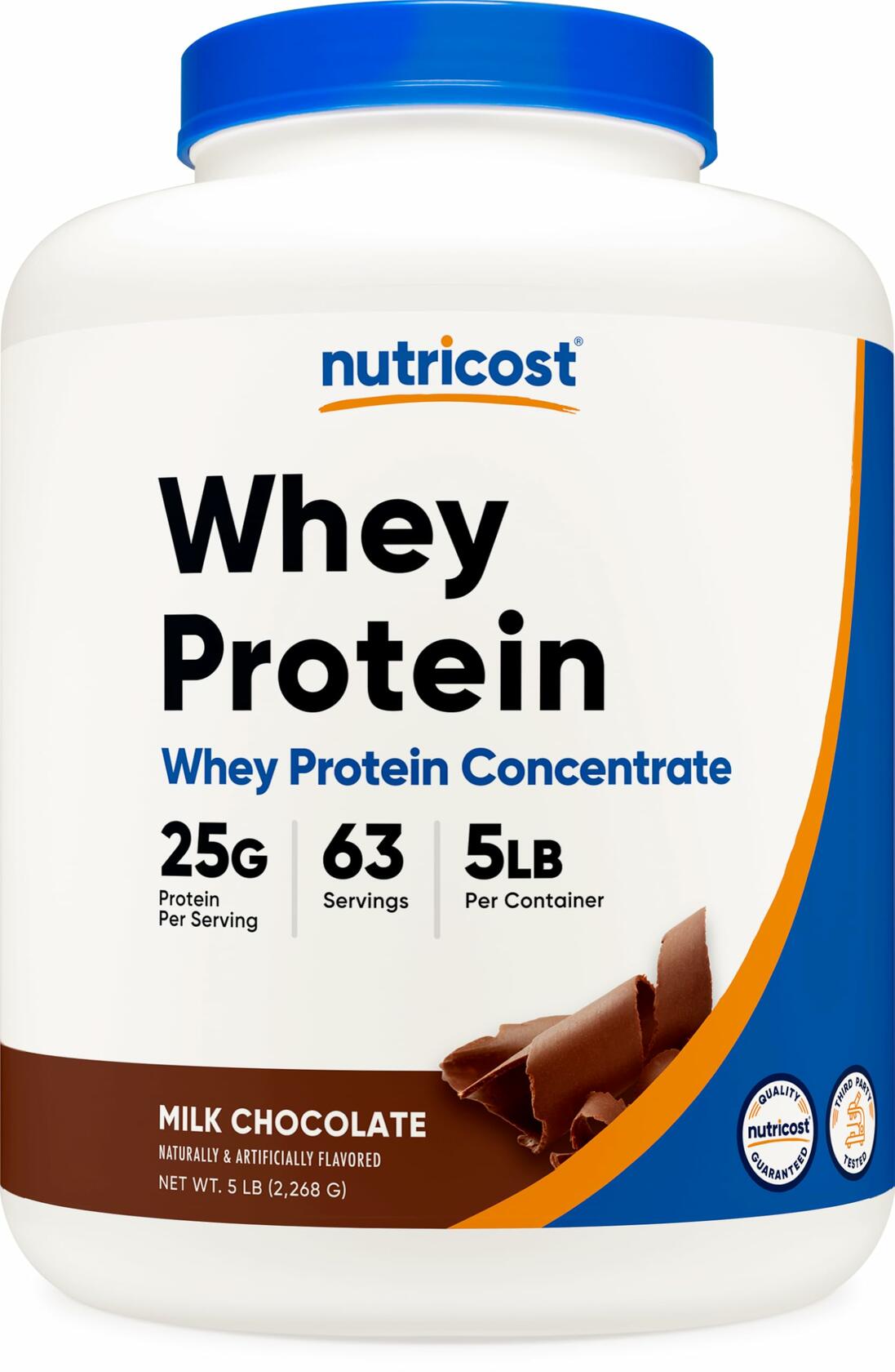 Nutricost Whey Protein Concentrate Powder, Milk Chocolate, 5 lb (63 Servings)