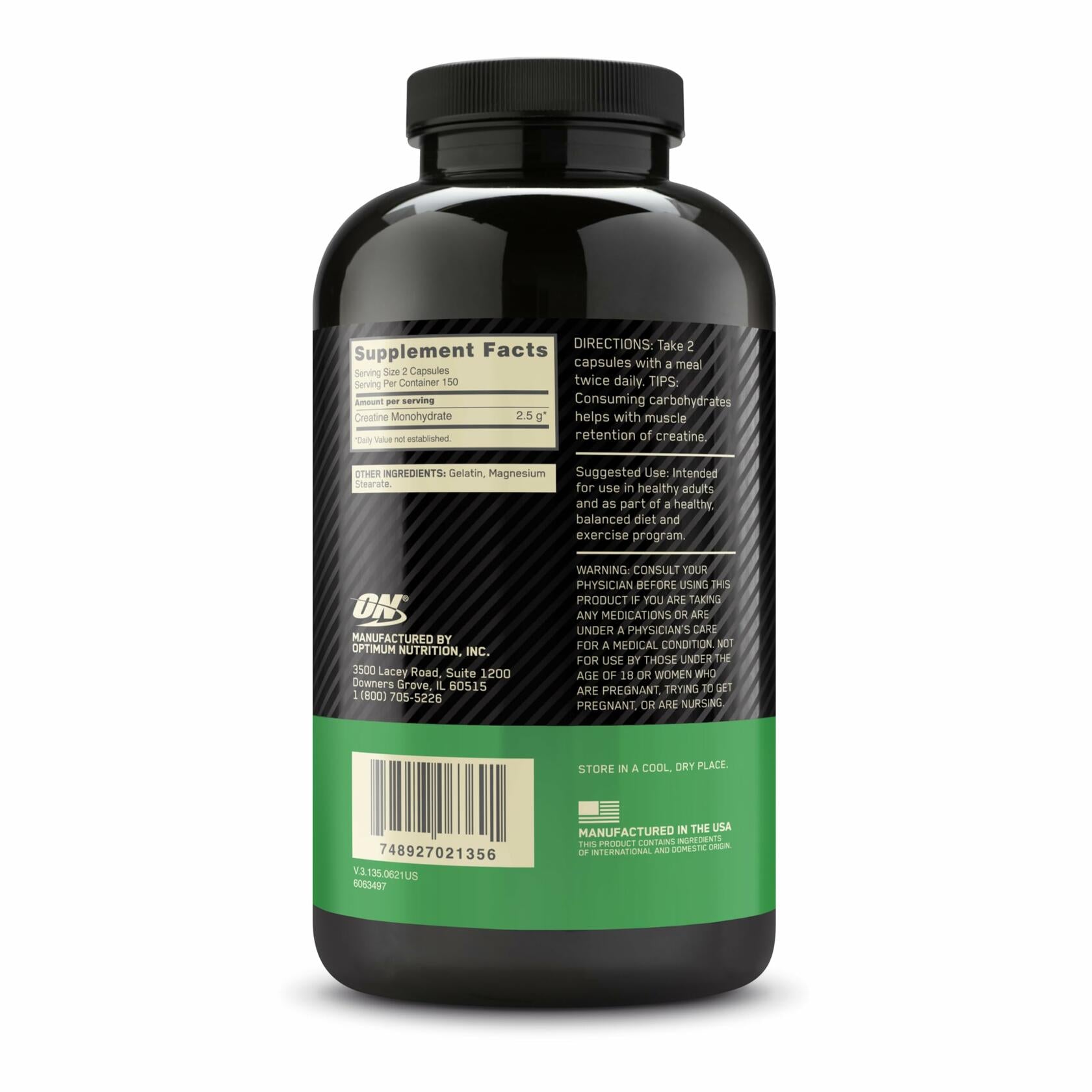 Optimum Nutrition Micronized Creatine Monohydrate Capsules 2500mg, 300ct
