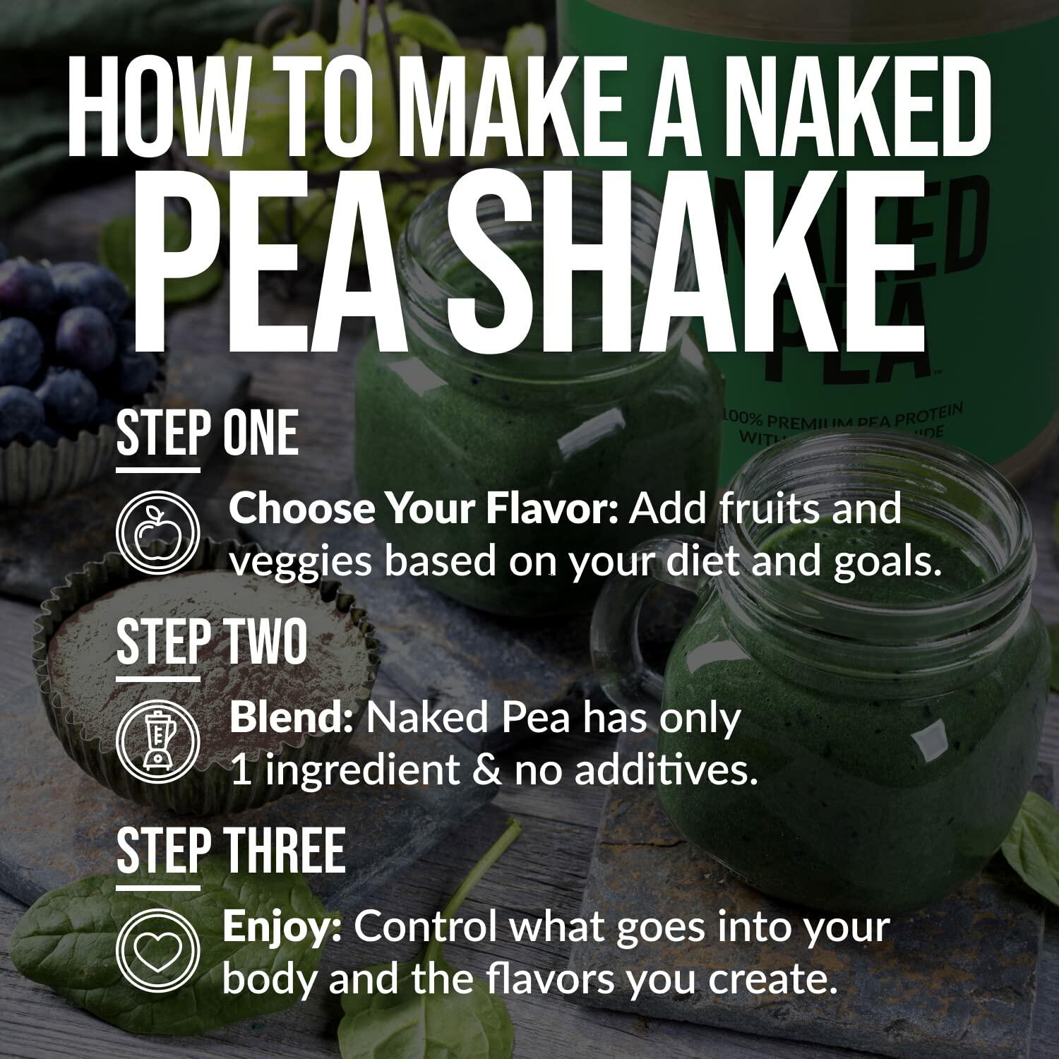 Naked Pea Protein Powder, Unflavored, 5lb (76 Servings)
