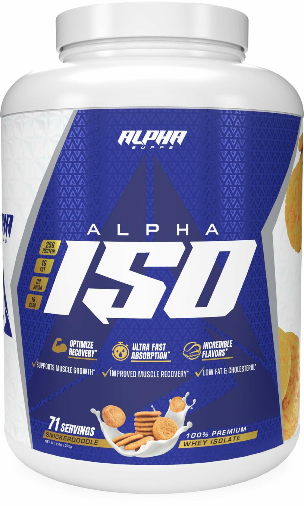 Alpha Supps ISO Whey Isolate Protein Powder, Snicker Doodle, 5lb (71 Servings)