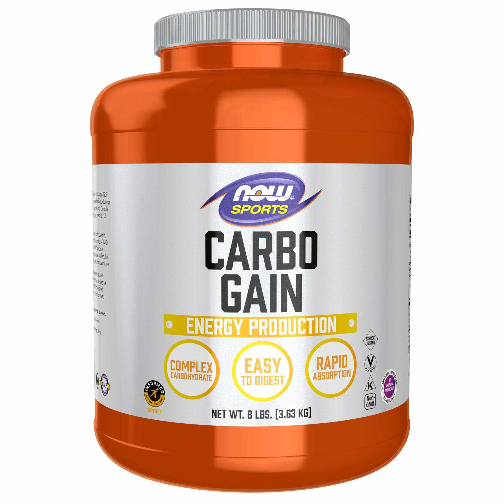 NOW Sports Carbo Gain Maltodextrin Powder, Unflavored, 8lbs (58 Servings)