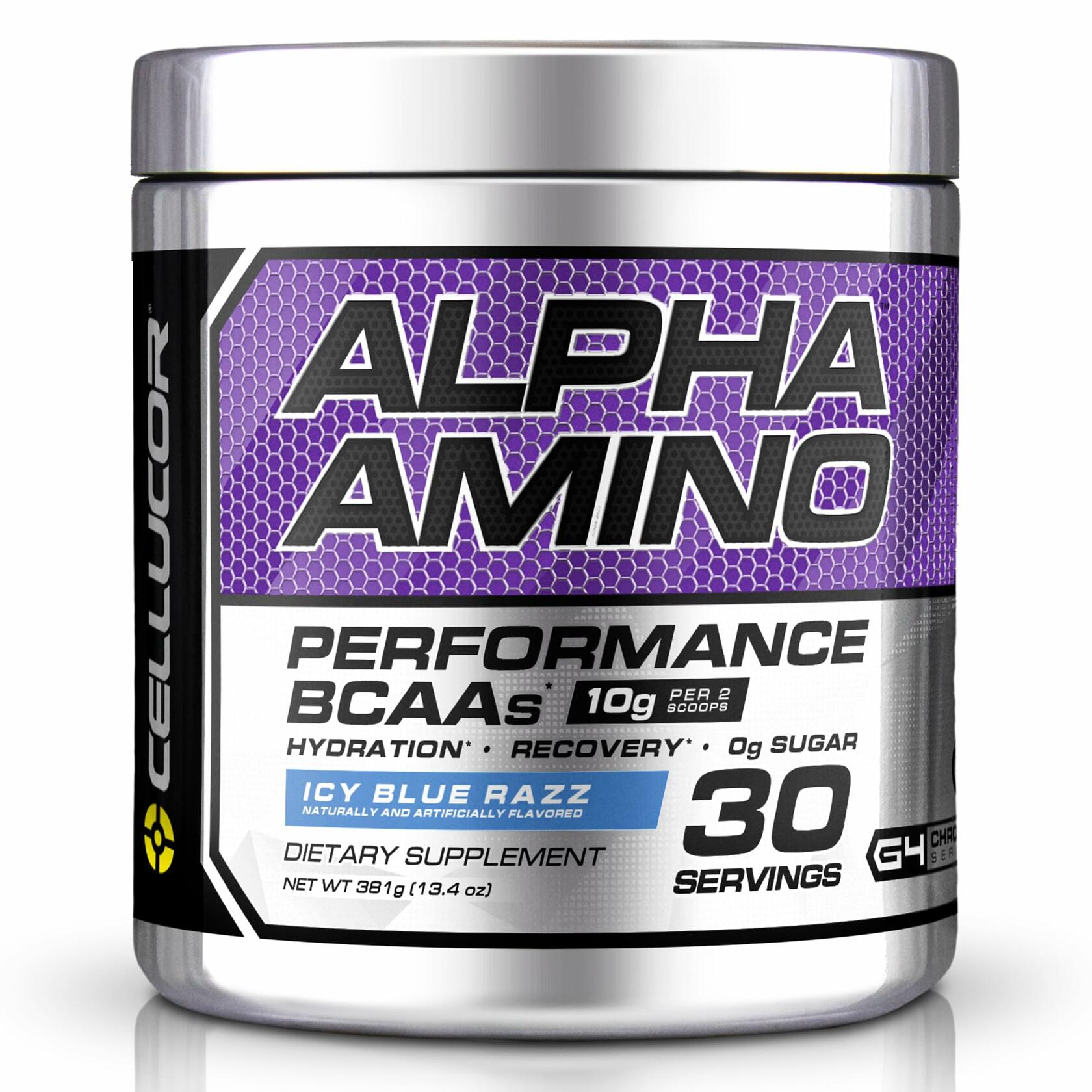 Cellucor Alpha Amino Performance BCAAs Powder, Icy Blue Razz, 30 Servings