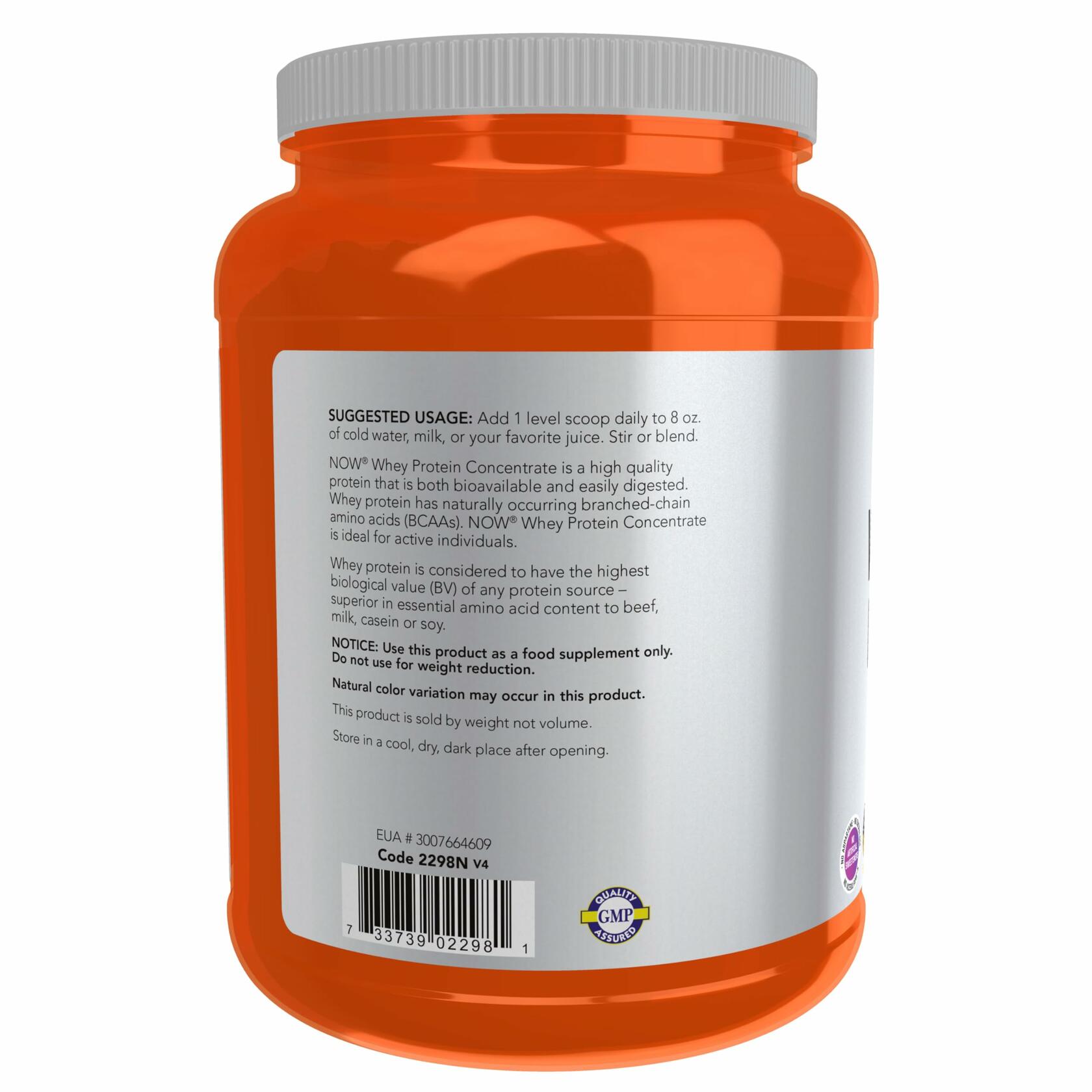 NOW Sports Whey Protein Concentrate Protein Powder, Unflavored, 1.5 lbs (21 Servings)