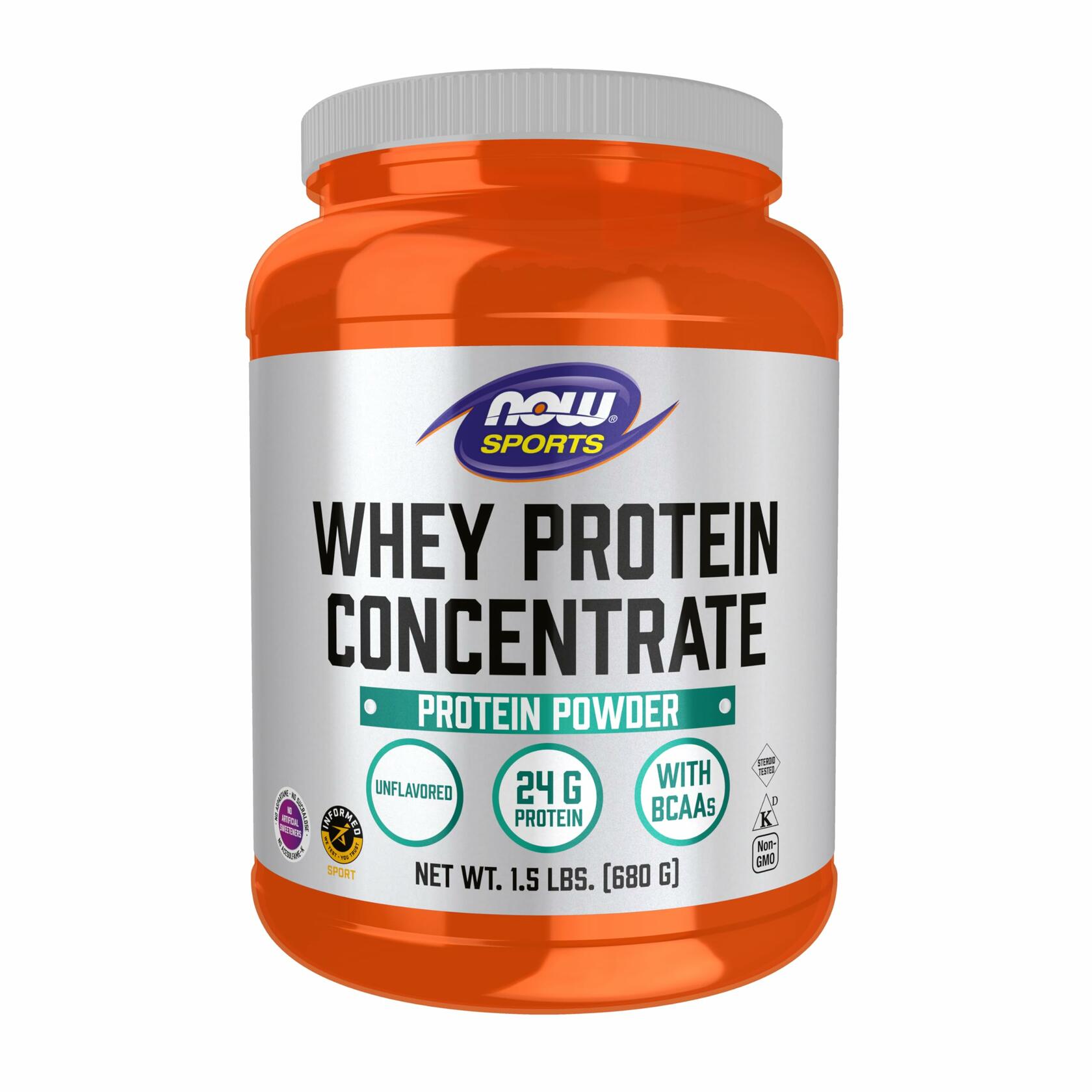 NOW Sports Whey Protein Concentrate Protein Powder, Unflavored, 1.5 lbs (21 Servings)