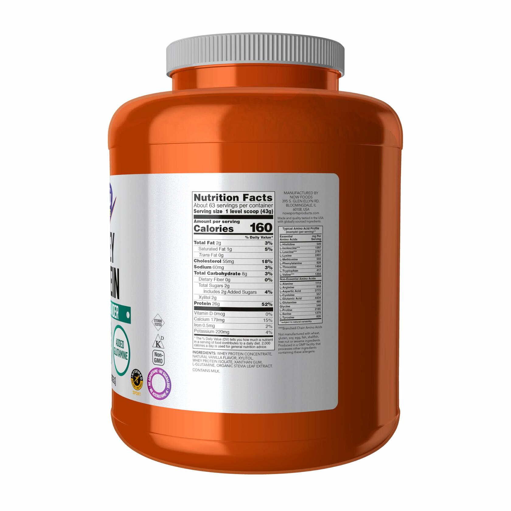 NOW Sports Whey Protein Powder, Creamy Vanilla, 6lb