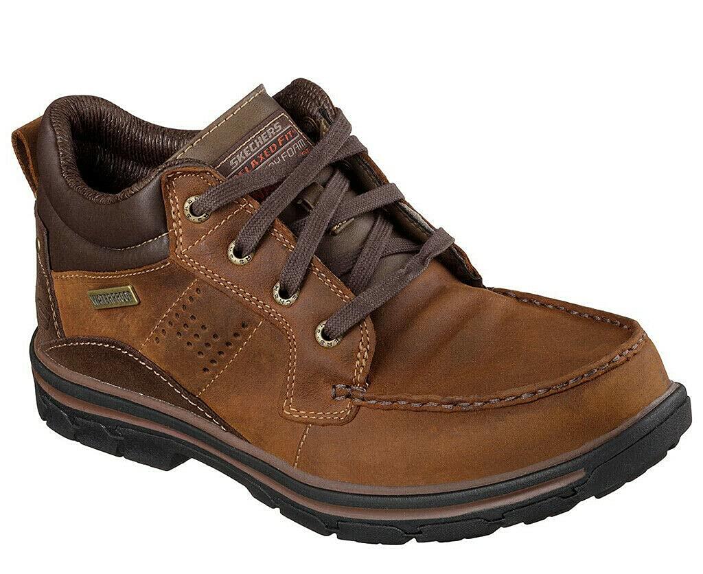 Skechers Men's Segment Melego Waterproof Leather Chukka Boot, Dark Brown, Size 11.5