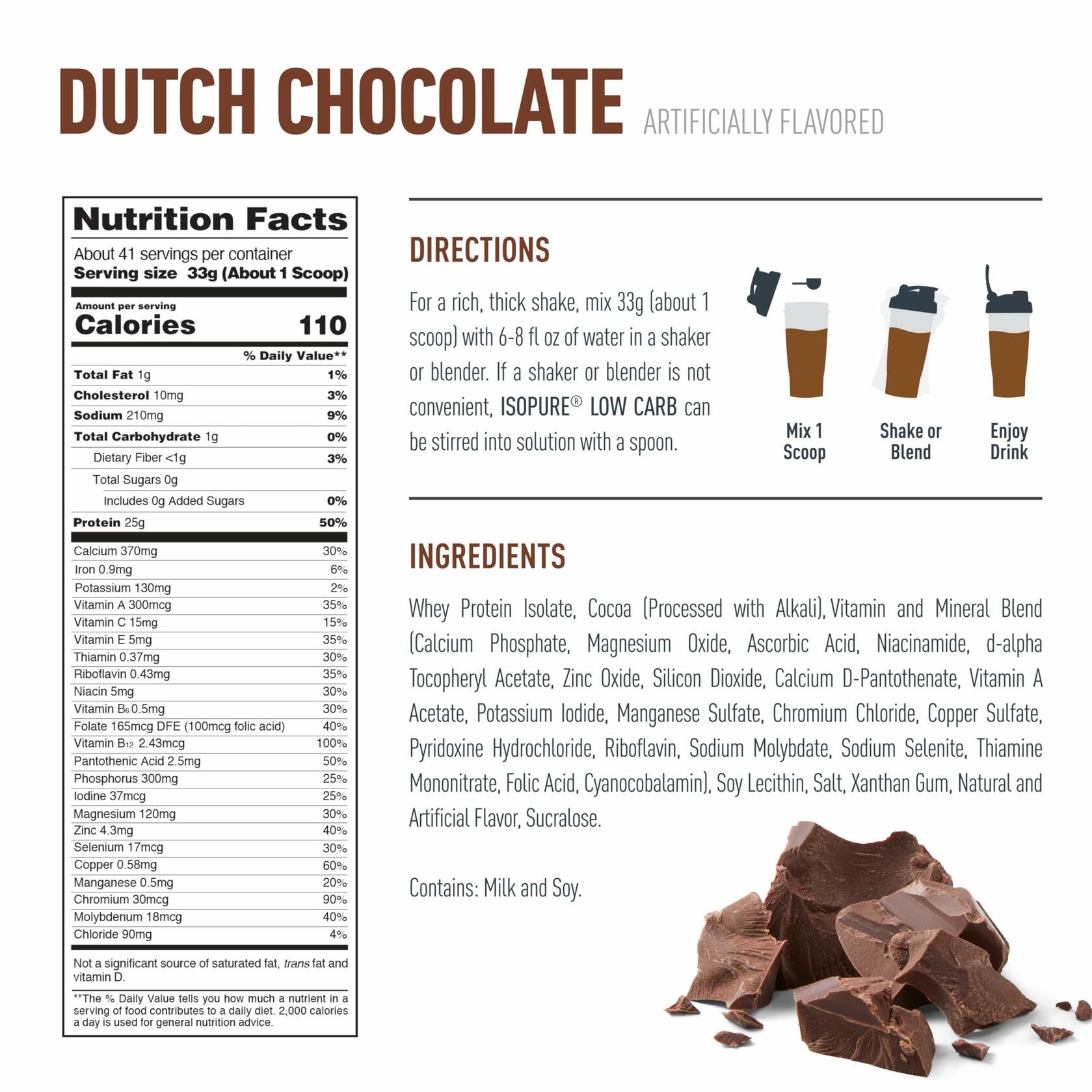 Nature's Best Isopure Zero Carb - 3 Lbs. - 3 Carb Dutch Chocolate