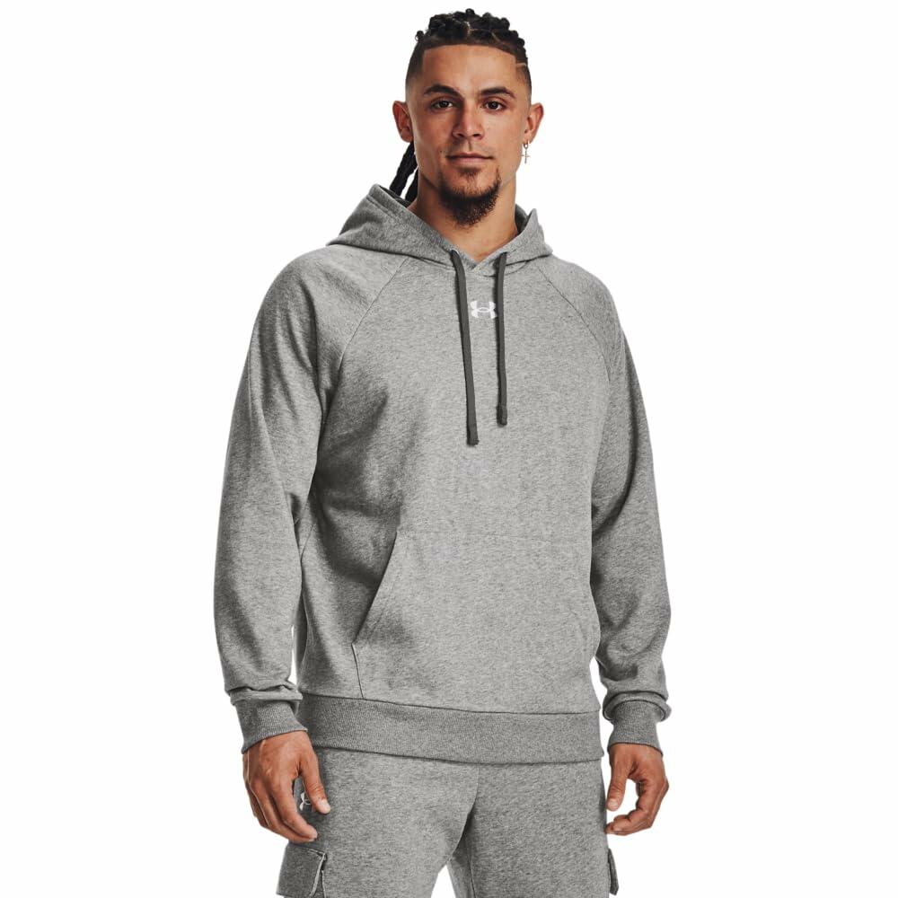 Under Armour Men's Rival Fleece Hoodie, Castlerock Light Heather Gray, Size 2XLT