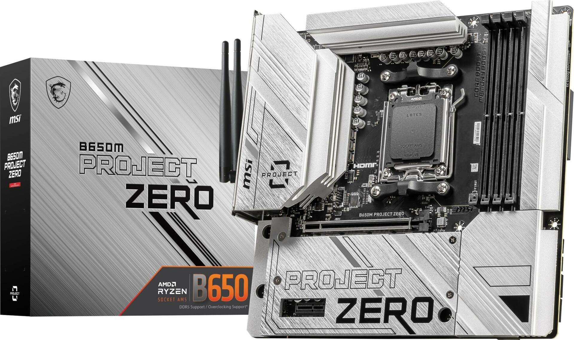 MSI B650M Project Zero Gaming Motherboard, AMD Ryzen 9000/8000/7000, DDR5, AM5