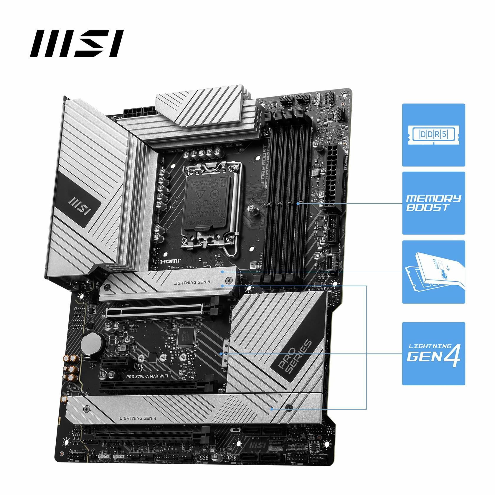 MSI PRO Z790-A MAX WiFi ProSeries Motherboard 12/13/14Gen Intel Processors, ATX