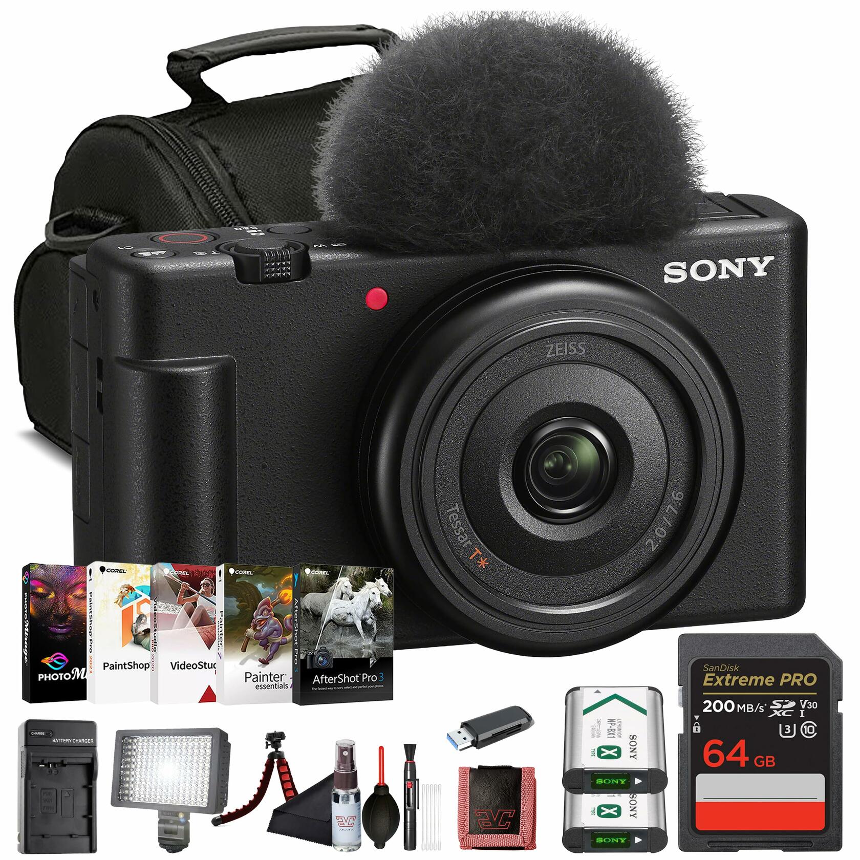 Sony ZV-1F Vlogging Camera, 20.1 MP 1" Sensor, 20mm Lens, Black (ZV1F/B)