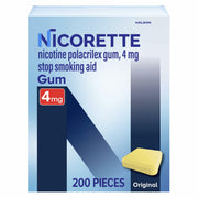 Nicorette Nicotine Gum Stop Smoking Aid 4mg, Original Flavor 200 Count