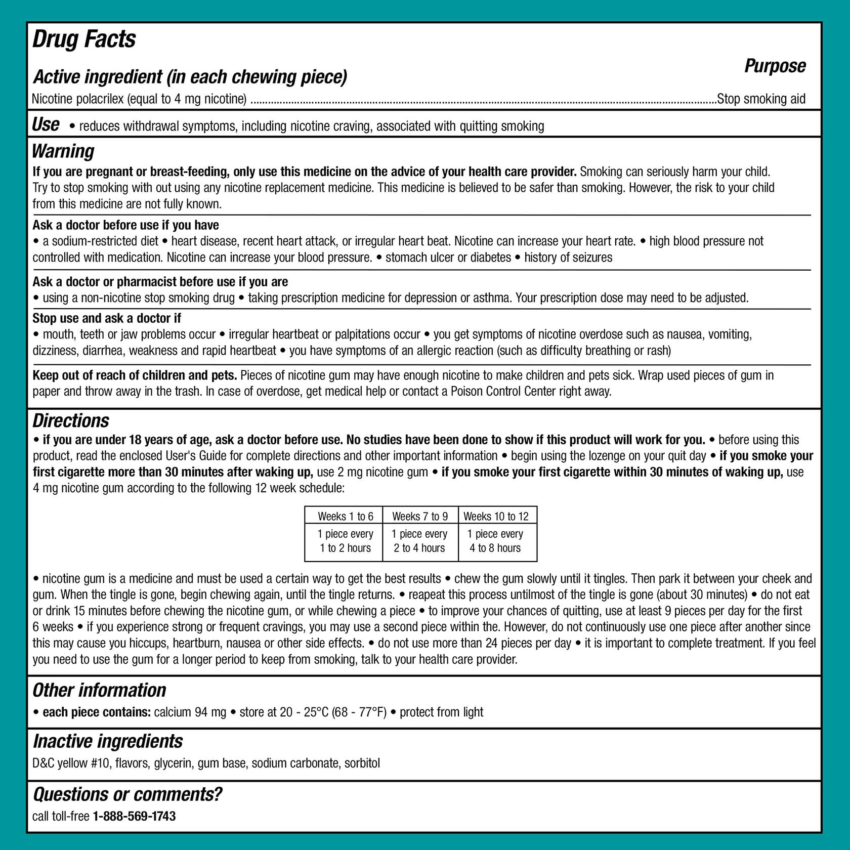 Nicorette Nicotine Gum Stop Smoking Aid 4mg, Original Flavor 200 Count