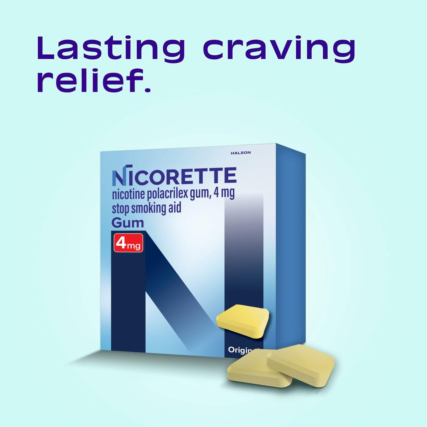 Nicorette Nicotine Gum Stop Smoking Aid 4mg, Original Flavor 200 Count
