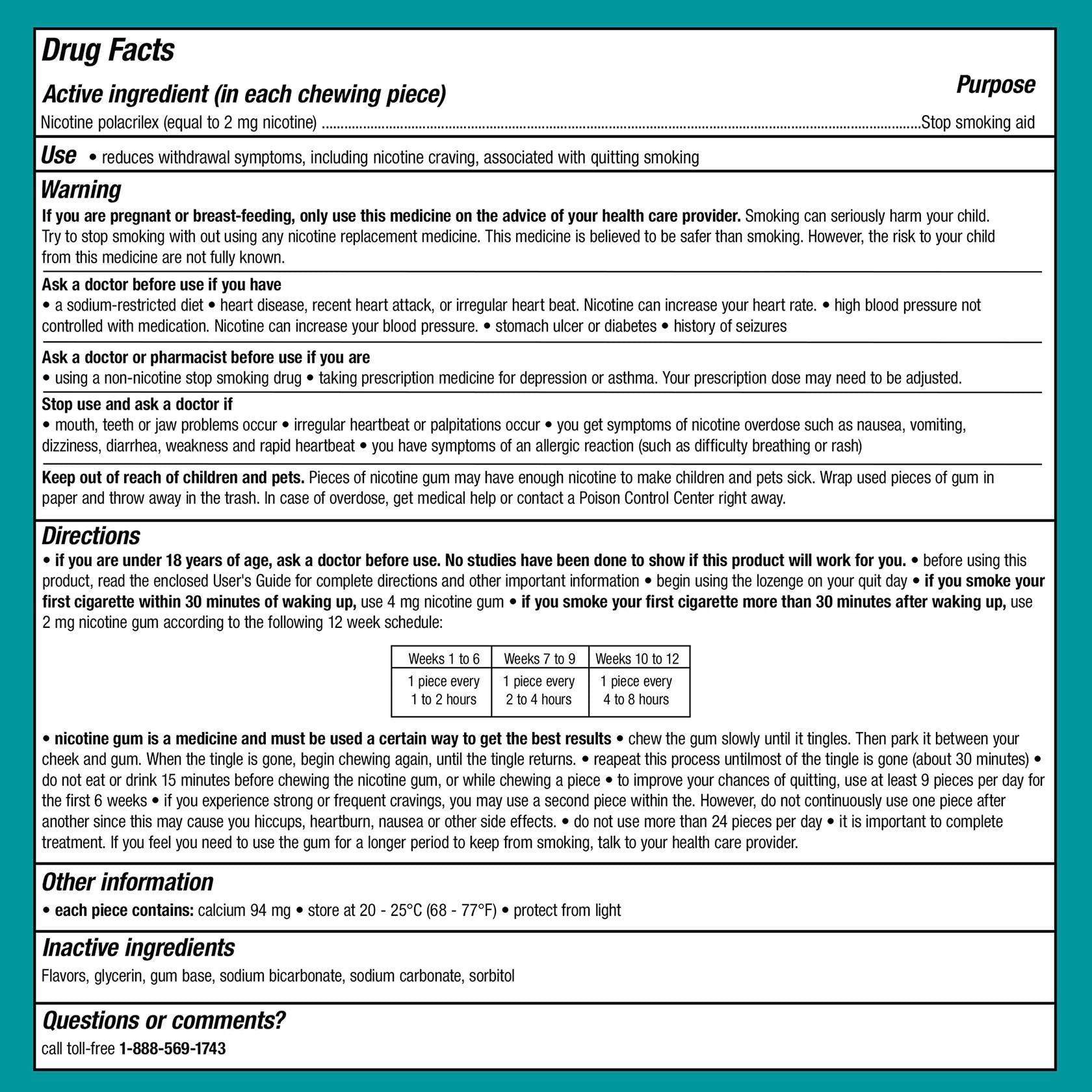 Nicorette Nicotine Gum Stop Smoking Aid 2mg, Original Flavor 200 Count