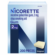 Nicorette Nicotine Gum Stop Smoking Aid 2mg, Original Flavor 200 Count