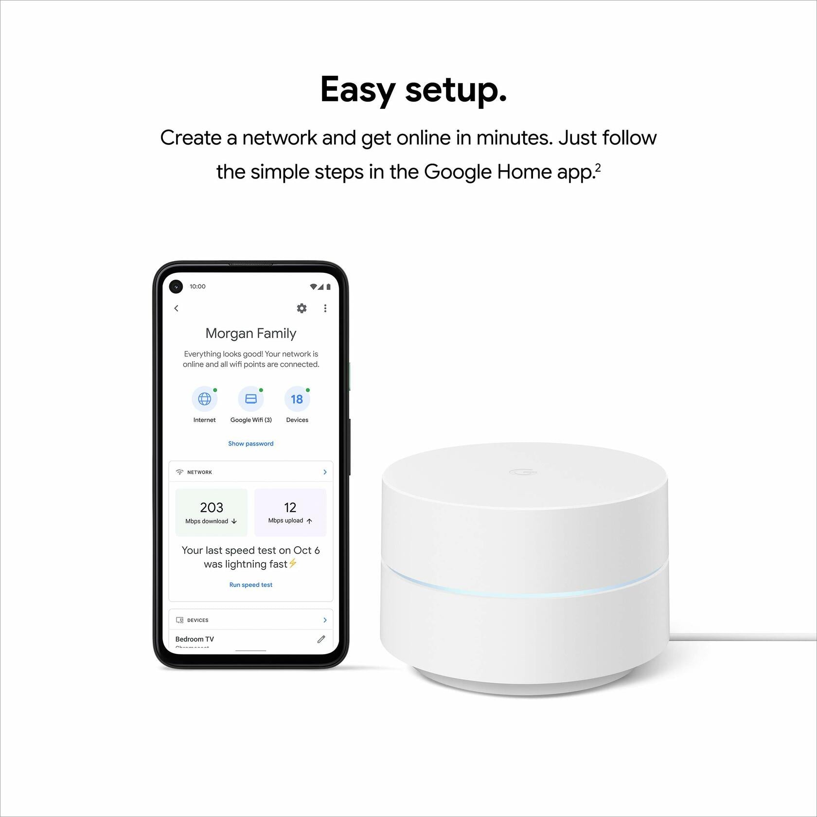 Google WiFi AC1200 Mesh WiFi Router System - 4500 Sq Ft Coverage - 3 Pack