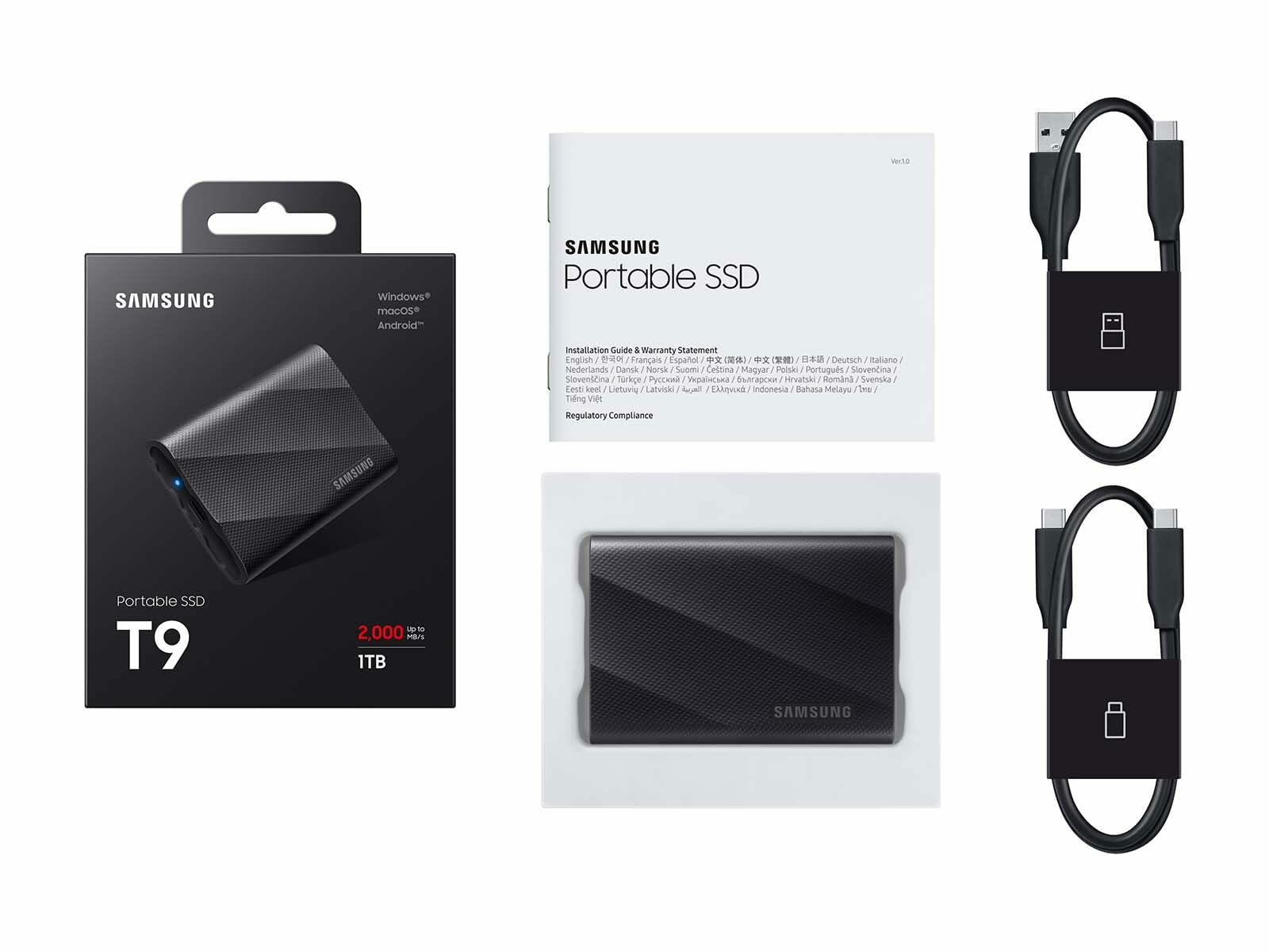 Samsung T9 4TB Portable SSD Up to 2000MB/s, Gen 2x2, (MU-PG4T0B/AM) - Black