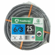 Southwire 25 Ft. 6/3 AWG UF-B Underground Feeder/Circuit Wire, Gray