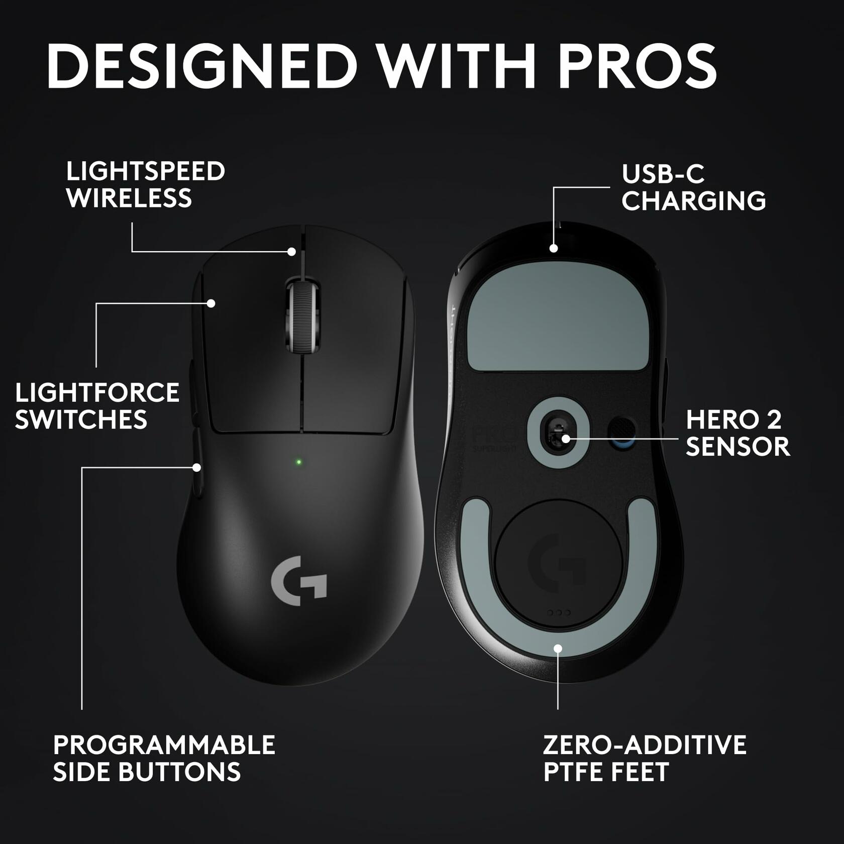 Logitech PRO X Superlight 2 DEX Wireless Gaming Mouse, RH, 44L DPI Sensor