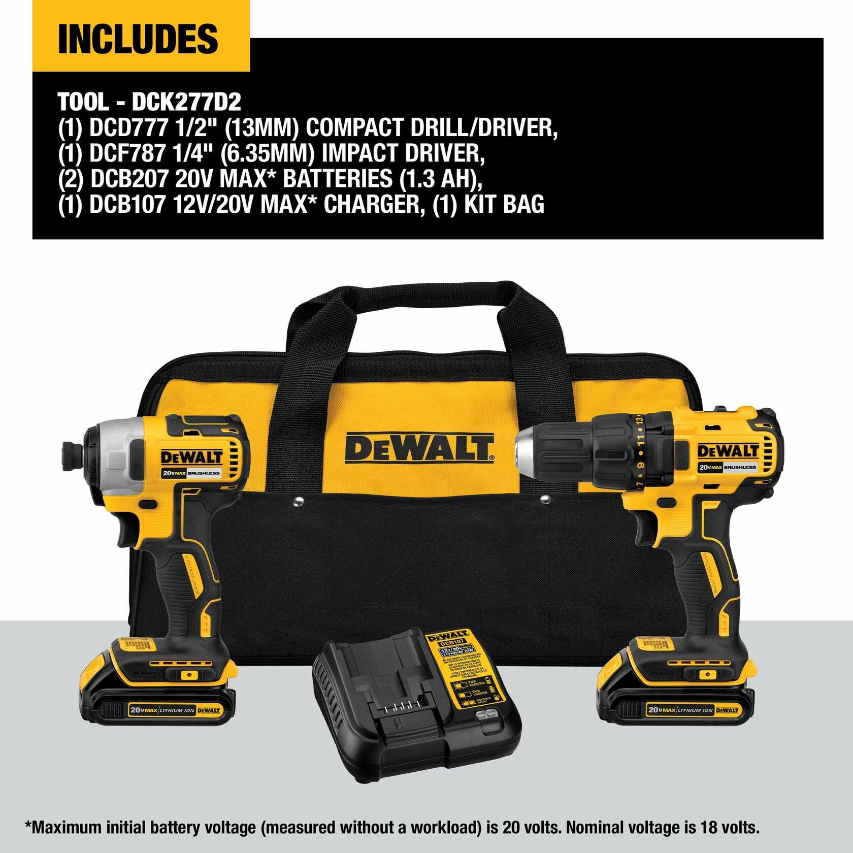 DEWALT 20V MAX 2-Tool Brushless Power Tool Combo Kit - DCK277D2