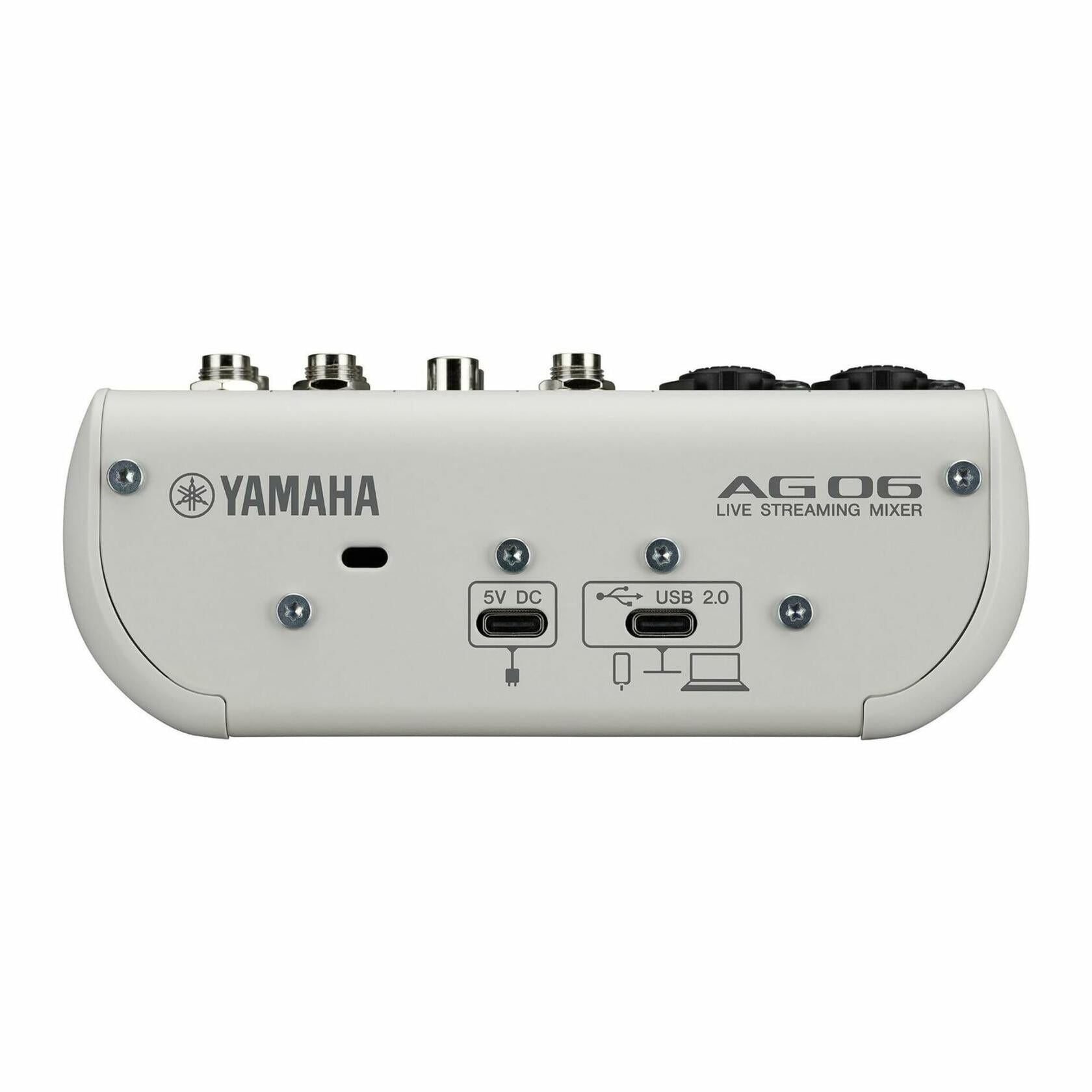 Yamaha AG06MK2 6-Channel Live Streaming Loopback Audio Mixer, White