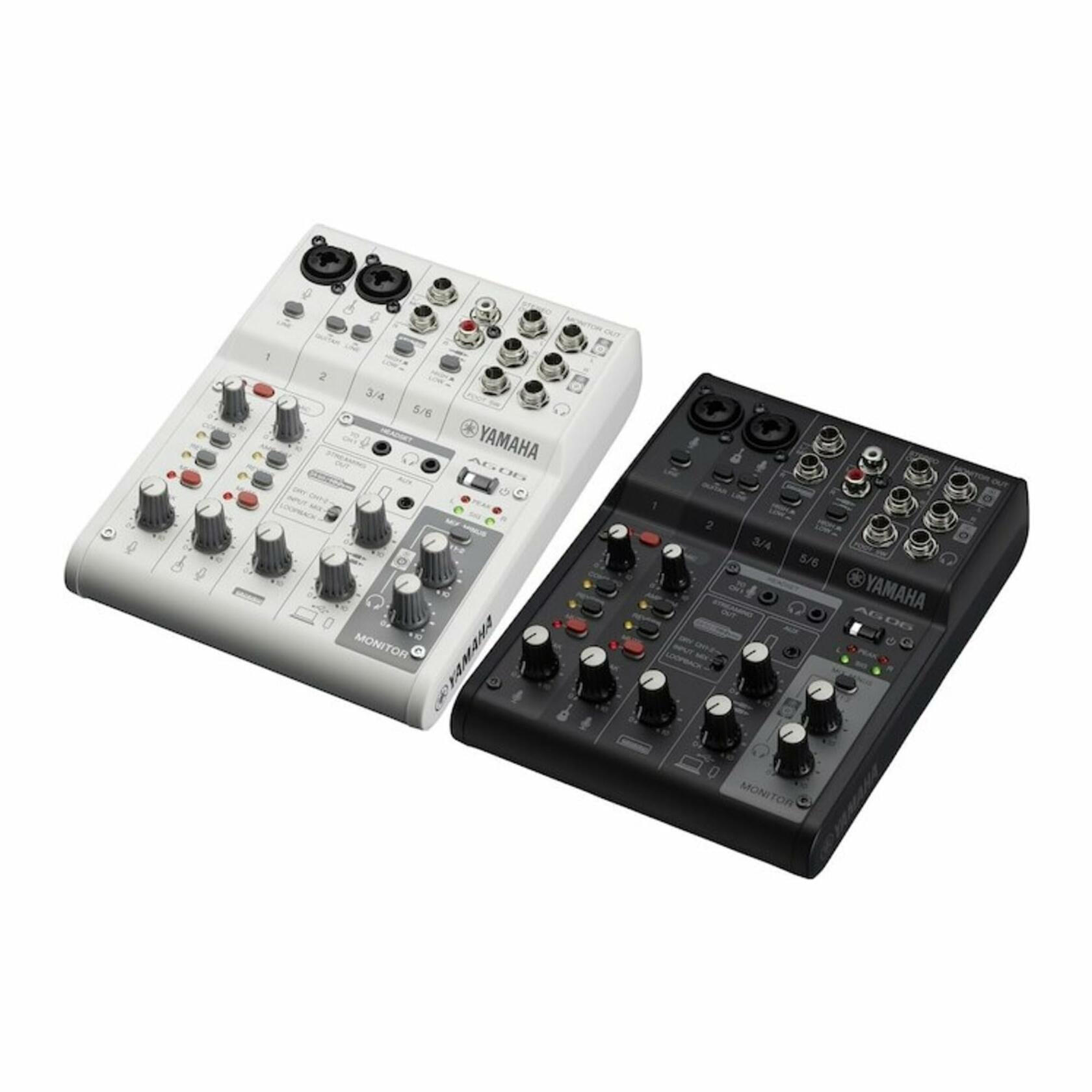 Yamaha AG06MK2 6-Channel Live Streaming Loopback Audio Mixer, White