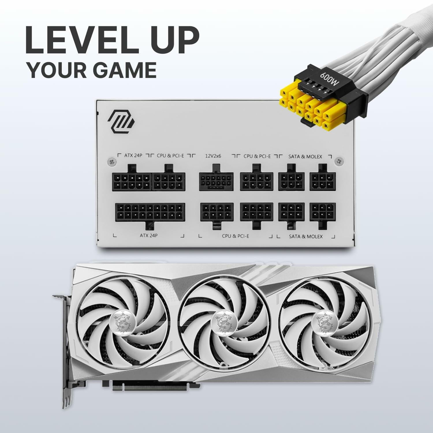 MSI MAG A850GL PCIe 5.1 Gaming Power Supply Full Modular 80+ Gold 850W (White)