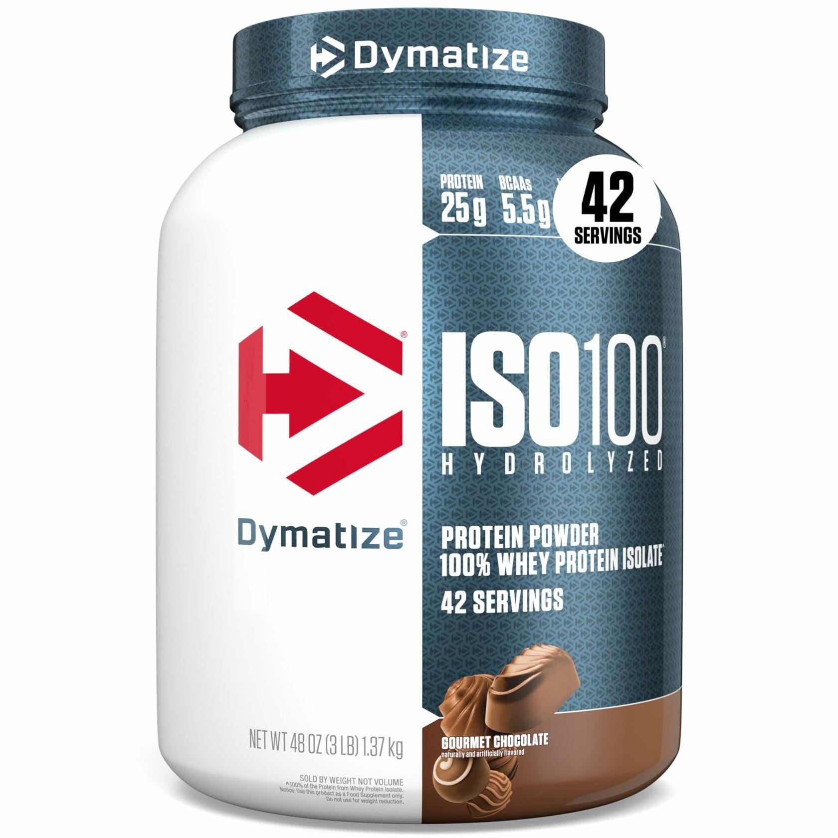 Dymatize ISO100 Hydrolyzed 100% Whey Protein Isolate, Gourmet Chocolate, 3lbs (42 Servings)