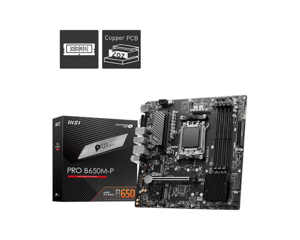 MSI Pro B650M-P ProSeries Motherboard, AMD Ryzen 8000/7000 AM5 DDR5