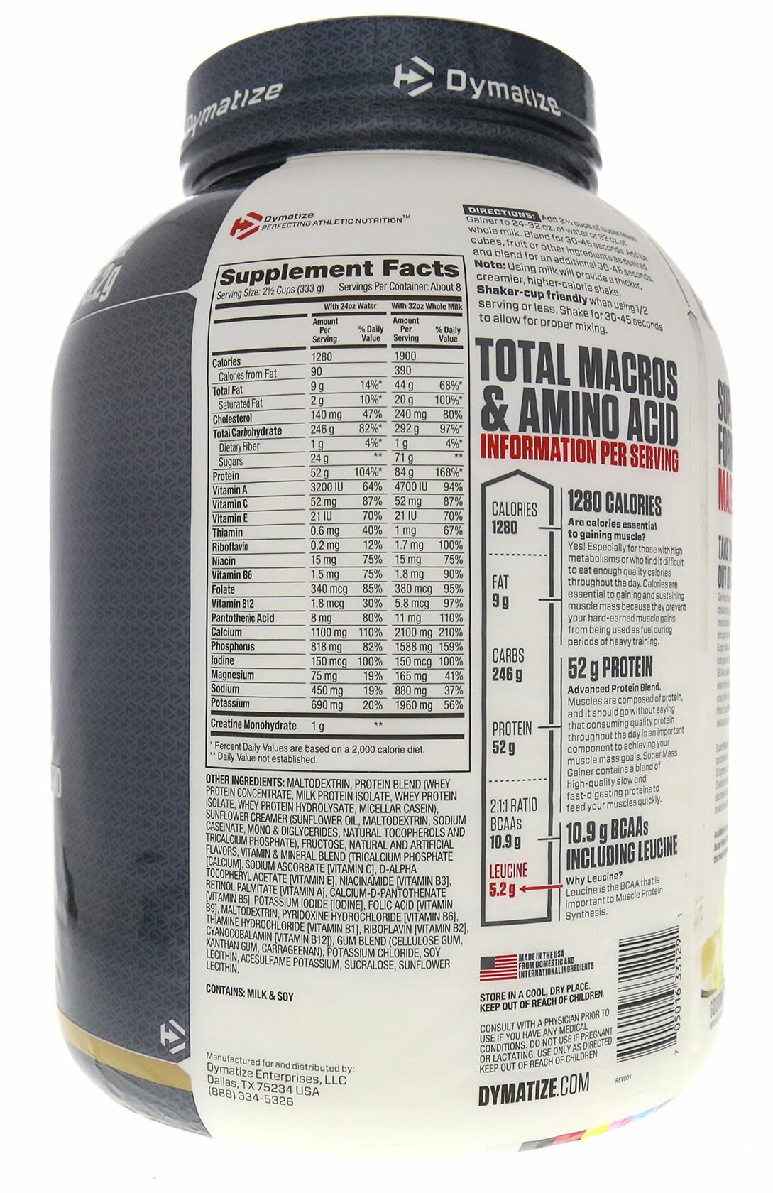 Dymatize Super Mass Gainer Protein Powder, Gourmet Vanilla, 6lb