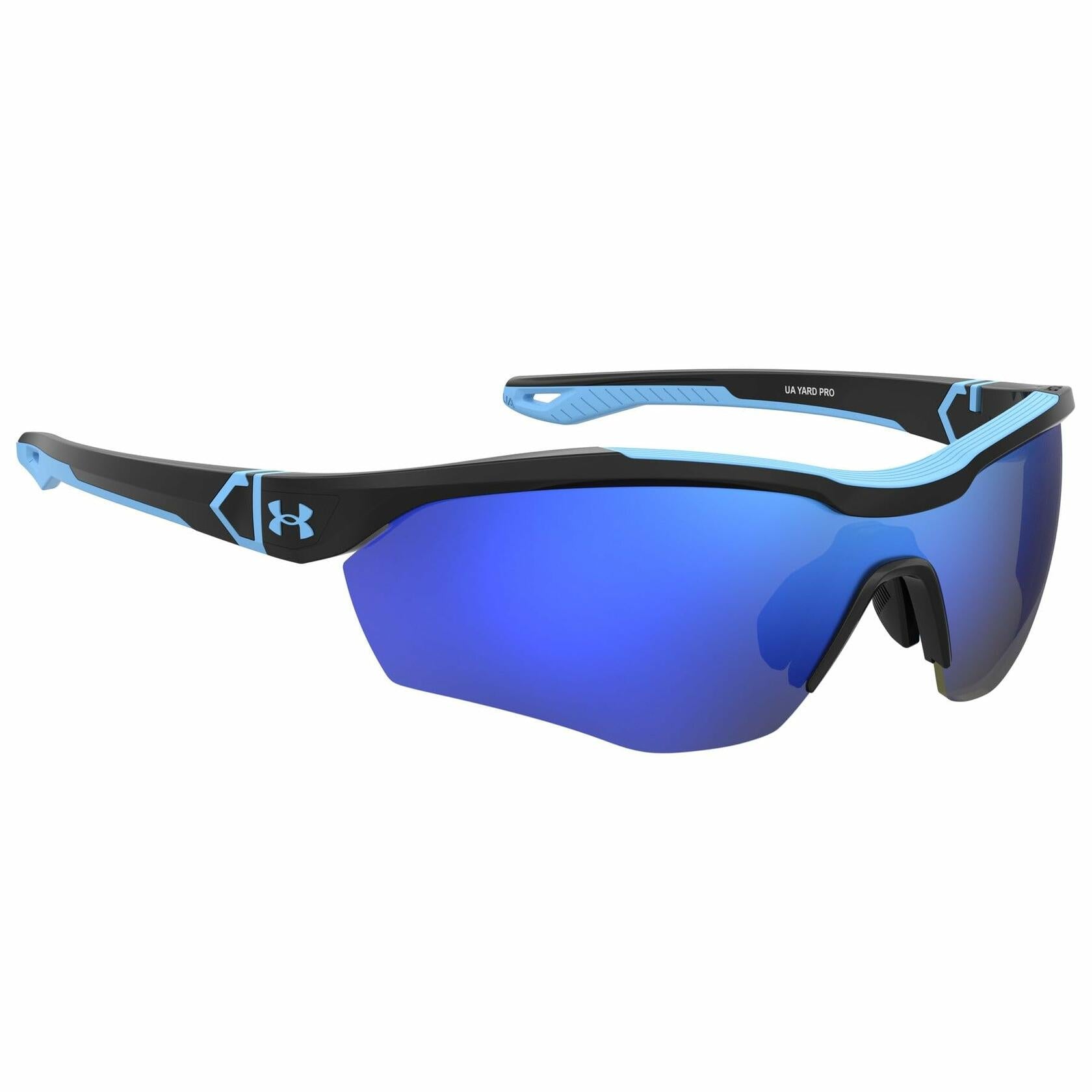 Under Armour Men's UA Yard Pro Sunglasses, Black/Blue Multi Mirrored, 99mm