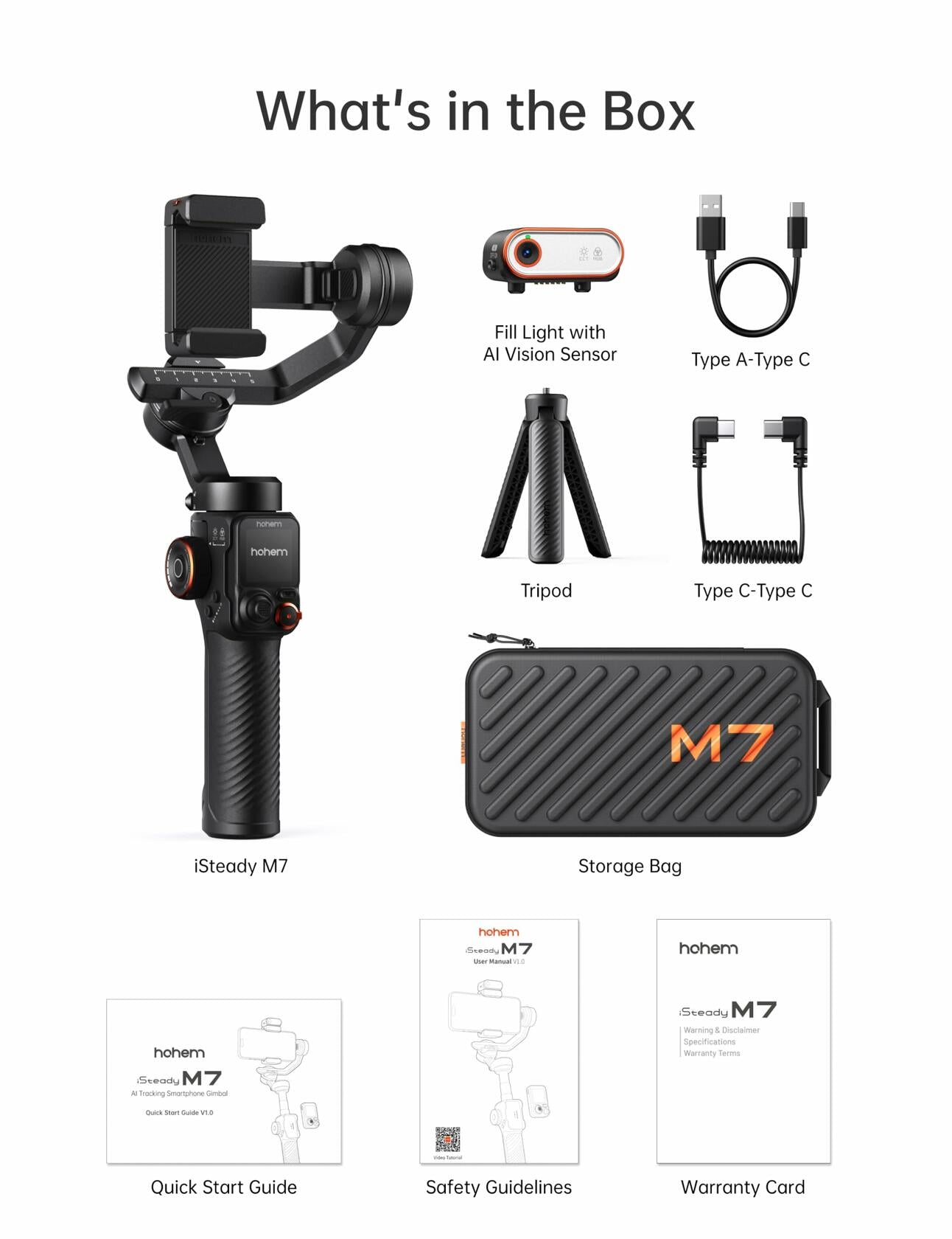 Hohem iSteady M7 3-Axis Gimbal Phone Stabilizer w/AI Tracking Sensor - Black