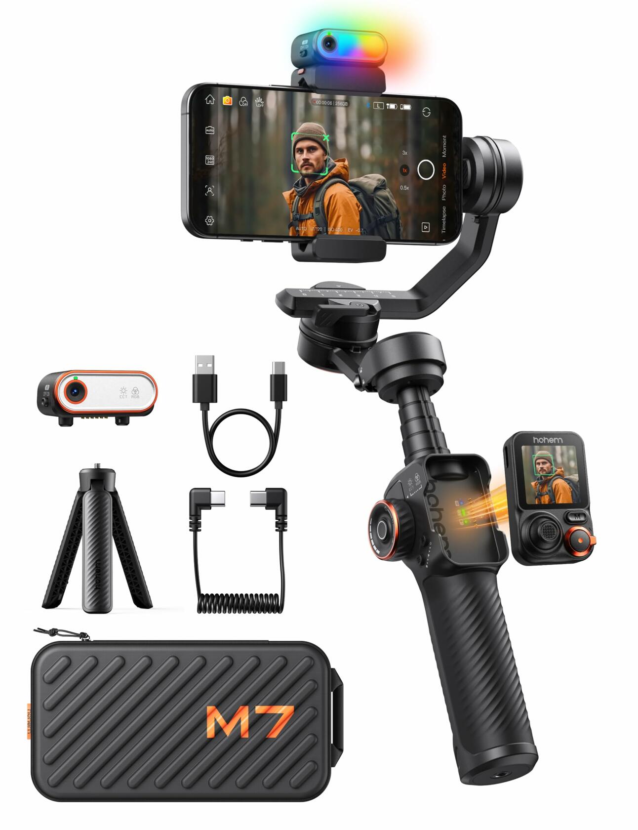 Hohem iSteady M7 3-Axis Gimbal Phone Stabilizer w/AI Tracking Sensor - Black